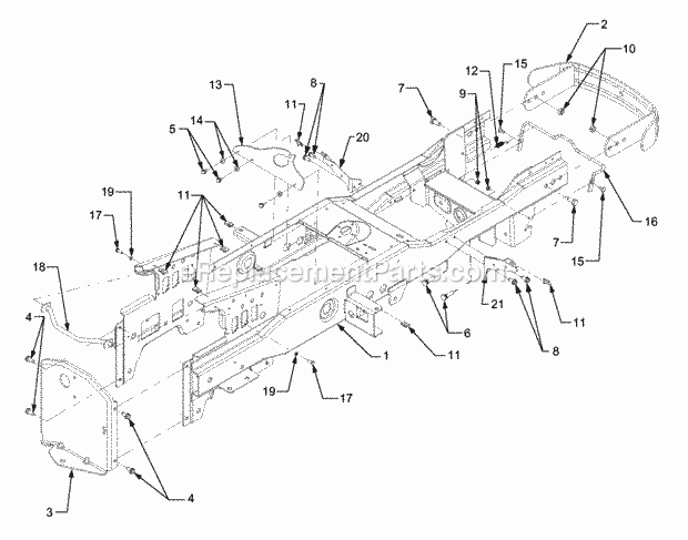 Frame And Hitch Plate Diagram and Parts List for GT3204 14A-671-710 Cub Cadet Lawn Tractor